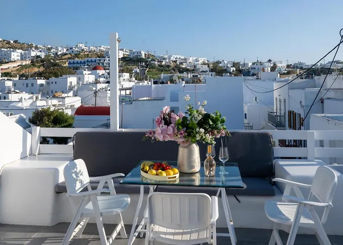 Mykonos Town Aura Panorama With Private Terrace 아파트 *